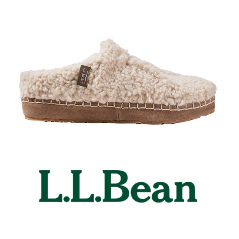 L.L. Bean Cozy Slipper Slides Deep Pile Sherpa Fleece Mules Women’s 10